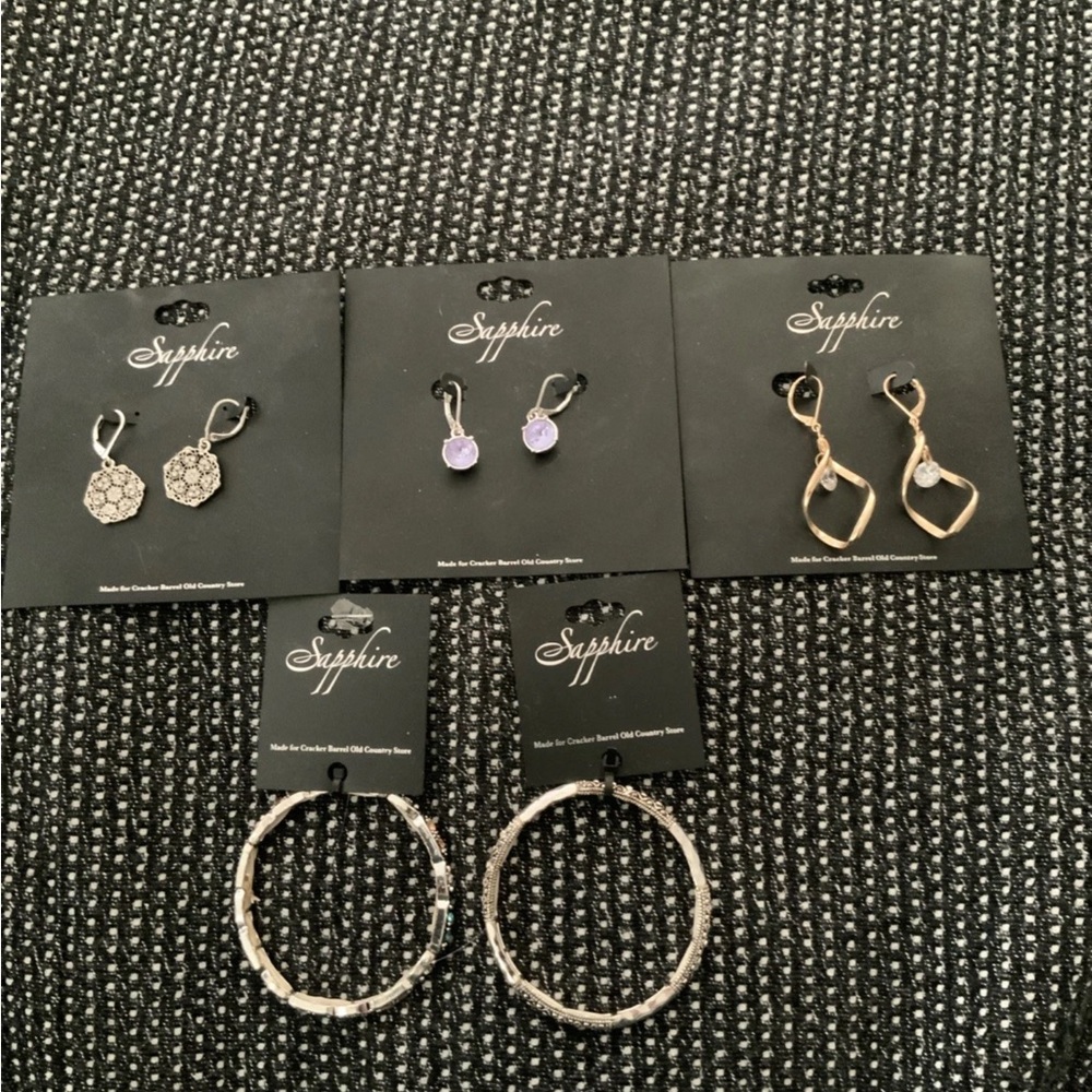 Sapphire Jewelry For Cracker Barrel Lot Of 3 Earring & 2 Bracelets Lot - NWT